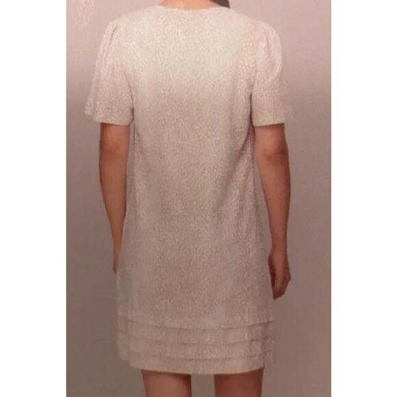 Original Nicole Miller Linen Blend Short Sleeve Pleated A-Line Shift Dress Sz M - Picture 2 of 10